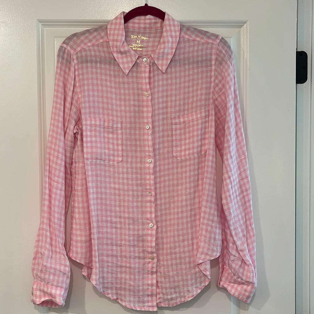 Lilly Sea View Linen gingham top